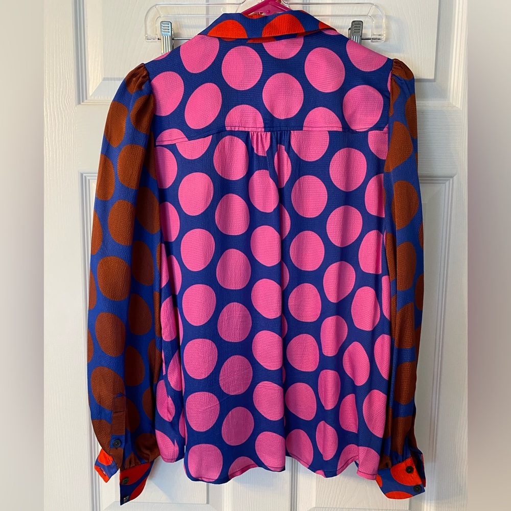 Boden Hammered Satin Polka Dot Button Down - Picture 2 of 5